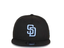 Load image into Gallery viewer, New Era MLB 9Fifty 950 Snapback San Diego Padres Cap Hat Black Crown Sky Blue Logo Sky Blue UV
