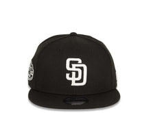 Load image into Gallery viewer, New Era MLB 9Fifty 950 Snapback San Diego Padres Cap Hat Black Crown White Logo 50th Anniversary Side Patch Black UV
