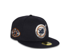 Load image into Gallery viewer, New Era MLB 59Fifty 5950 Fitted San Diego Padres Cap Hat Navy Crown Navy/White/Orange Friar Logo 50th Anniversary Side Patch Black UV

