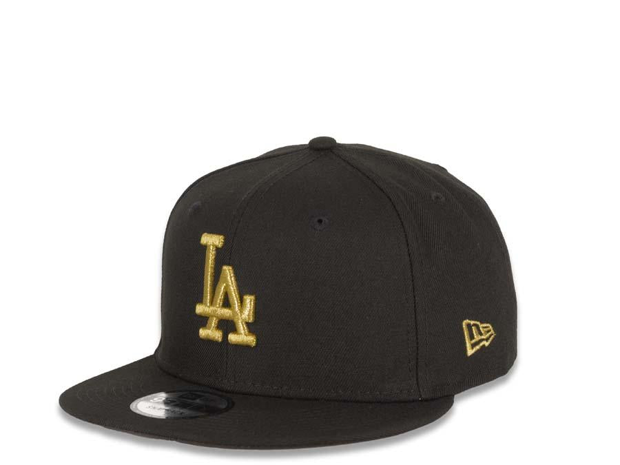 New Era MLB 9Fifty 950 Snapback Los Angeles Dodgers Cap Hat Black Crown Metallic Gold Logo Black UV