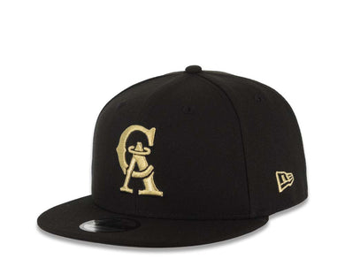 Los Angeles Anaheim Angels New Era MLB 9FIFTY 950 Snapback Cap Hat Black Crown/Visor Metallic Gold CA Cooperstown Logo