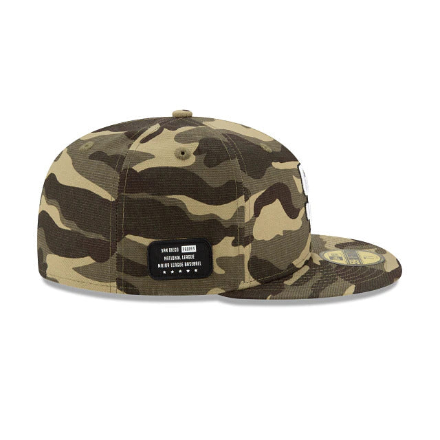 San Diego Padres New Era MLB 59FIFTY 5950 Fitted Cap Hat Camo Crown/Visor  White/Black Logo (Armed Forces Day 2020)