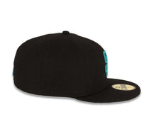 Load image into Gallery viewer, San Diego Padres New Era MLB 59FIFTY 5950 Fitted Cap Hat Black Crown/Visor Aqua Logo 
