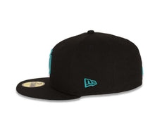 Load image into Gallery viewer, San Diego Padres New Era MLB 59FIFTY 5950 Fitted Cap Hat Black Crown/Visor Aqua Logo 
