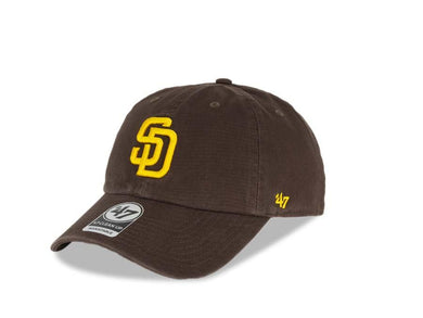 San Diego Padres '47 MLB Clean Up Adjustable Cap Hat Dark Brown Crown/Visor Yellow Logo