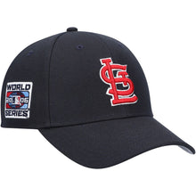 Load image into Gallery viewer, St. Louis Cardinals &#39;47 Brand MLB MVP Adjustable Cap Hat Dark Navy Crown/Visor Team Color Logo 2006 World Series Side Patch
