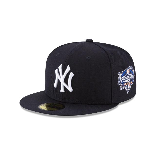 New York Yankees New Era MLB 59Fifty 5950 Fitted Cap Hat Team Color Navy Crown/Visor White Logo 2000 World Series Side Patch Gray UV