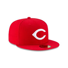 Load image into Gallery viewer, Cincinnati Reds New Era MLB 59Fifty 5950 Fitted Cap Hat Team Color Red Crown/Visor White Logo 1990 World Series Side Patch Gray UV
