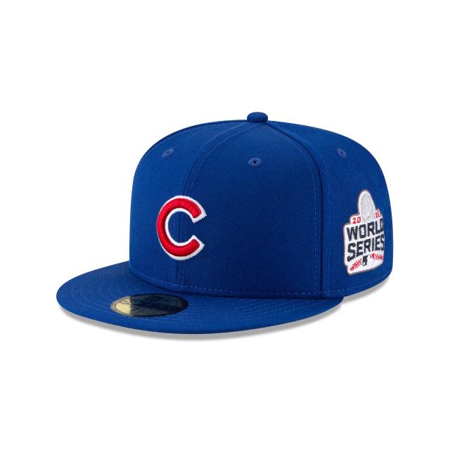 Chicago Cubs New Era MLB 59Fifty 5950 Fitted Cap Hat Royal Blue Crown/Visor Team Color Logo with World Series 2016 Side Patch