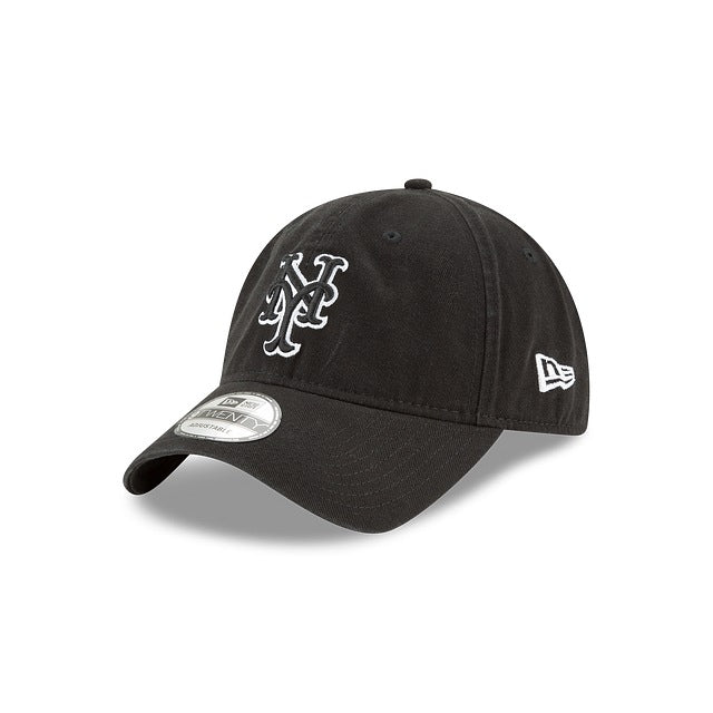 New York Mets New Era MLB 9TWENTY 920 Adjustable Cap Hat Black Crown/Visor White/Black Logo 