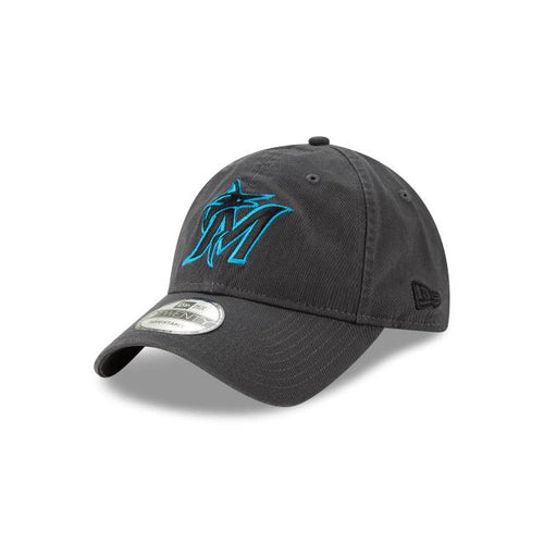 Miami Marlins New Era MLB 9TWENTY 920 Adjustable Cap Hat Dark Gray Crown/Visor Black/Teal Logo 