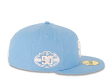 Load image into Gallery viewer, San Diego Padres New Era MLB 59FIFTY 5950 Fitted Cap Hat Sky Blue Crown/Visor White/Pink Logo 50th Anniversary Side Patch Pink UV 
