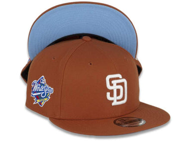 San Diego Padres New Era MLB 9FIFTY 950 Snapback Cap Hat Orange Crown/Visor White Logo 1998 World Series Side Patch