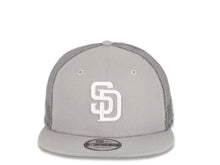 Load image into Gallery viewer, San Diego Padres New Era MLB 9FIFTY 950 Mesh Trucker Snapback Cap Hat Gray Crown/Visor White Logo
