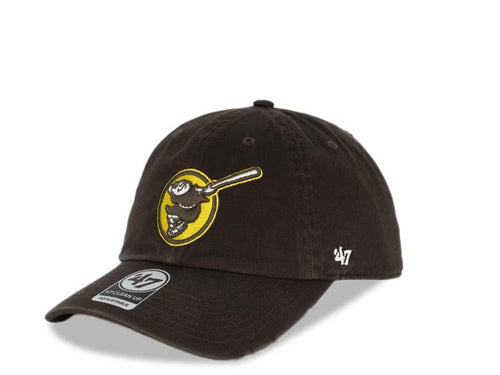 San Diego Padres '47 Brand MLB Clean Up Adjustable Cap Hat Dark Brown Crown/Visor Dark Brown/Gold/White Friar Logo