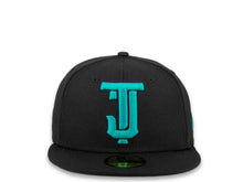 Load image into Gallery viewer, New Era Mexican Baseball League 59Fifty 5950 Fitted Tijuana Toros Cap Hat Black Crown Aqua Logo Black UV
