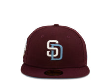 Load image into Gallery viewer, San Diego Padres New Era MLB 59Fifty 5950 Fitted Cap Hat Maroon Crown White/Sky Blue Logo 2016 All-Star Game Side Patch Sky Blue UV
