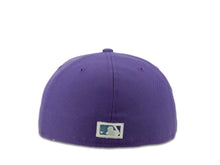 Load image into Gallery viewer, New Era MLB 59Fifty 5950 Fitted San Diego Padres Cap Hat Light Purple Crown White Logo Go Padres Side Patch Sky Blue UV
