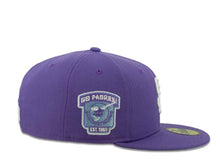 Load image into Gallery viewer, New Era MLB 59Fifty 5950 Fitted San Diego Padres Cap Hat Light Purple Crown White Logo Go Padres Side Patch Sky Blue UV
