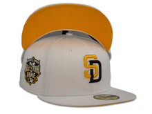 Load image into Gallery viewer, San Diego Padres New Era MLB 59Fifty 5950 Fitted Cap Hat White Crown Yellow/Dark Brown Logo 2016 All-Star Game Side Patch Yellow UV
