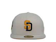 Load image into Gallery viewer, San Diego Padres New Era MLB 59Fifty 5950 Fitted Cap Hat White Crown Yellow/Dark Brown Logo 2016 All-Star Game Side Patch Yellow UV
