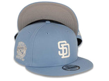 Load image into Gallery viewer, San Diego Padres New Era MLB 9FIFTY 950 Snapback Cap Hat Sky Blue Crown/Visor White Logo 25th Anniversary Side Patch
