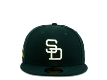 Load image into Gallery viewer, San Diego Padres New Era MLB 59Fifty 5950 Fitted Cap Hat Forest Green Crown White Cooperstown Retro Logo 1984 World Series Side Patch Gray UV
