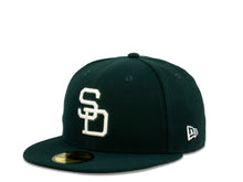 Load image into Gallery viewer, San Diego Padres New Era MLB 59Fifty 5950 Fitted Cap Hat Forest Green Crown White Cooperstown Retro Logo 1984 World Series Side Patch Gray UV
