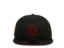 Load image into Gallery viewer, San Diego Padres New Era MLB 59Fifty 5950 Fitted Cap Hat Black Crown Black/Red Logo 2016 All-Star Game Side Patch Red UV
