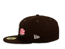 Load image into Gallery viewer, San Diego Padres New Era MLB 59Fifty 5950 Fitted Cap Hat Dark Brown Crown White Logo with Rose 2016 All-Star Game Side Patch Pink UV
