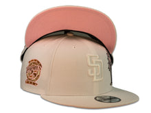 Load image into Gallery viewer, San Diego Padres New Era MLB 9Fifty 950 Snapback Cap Hat White Crown White Logo with Palm Tree 25th Anniversary Side Patch Pink UV
