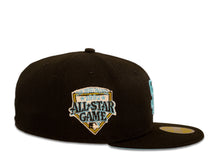 Load image into Gallery viewer, San Diego Padres New Era MLB 59Fifty 5950 Fitted Cap Hat Black Crown Sky Blue Logo 1992 All-Star Game Side Patch Sky Blue UV
