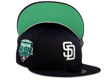 Load image into Gallery viewer, San Diego Padres New Era MLB 59Fifty 5950 Fitted Cap Hat Navy Crown White Logo 1992 All-Star Game Side Patch Mint UV
