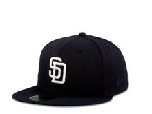 Load image into Gallery viewer, San Diego Padres New Era MLB 59Fifty 5950 Fitted Cap Hat Navy Crown White Logo 1992 All-Star Game Side Patch Mint UV
