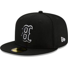 Load image into Gallery viewer, Boston Red Sox New Era MLB 59FIFTY 5950 Fitted Cap Hat Black Crown/Visor Black/White Upside Down Logo
