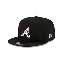 Load image into Gallery viewer, Atlanta Braves New Era MLB 9Fifty 950 Snapback Cap Hat Black Crown/Visor White/Pink Logo Pink UV (Team Drip)
