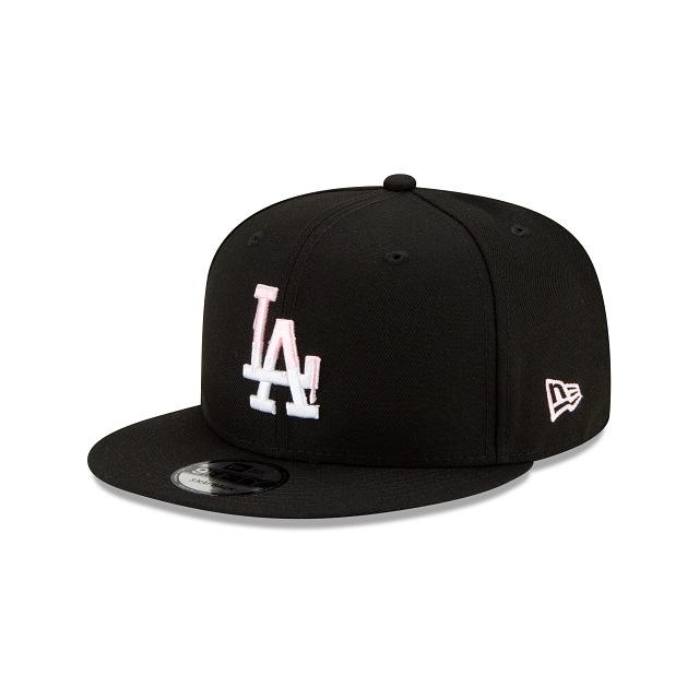 Los Angeles Dodgers New Era MLB 9Fifty 950 Snapback Cap Hat Black Crown/Visor White/Pink Logo Pink UV (Team Drip)