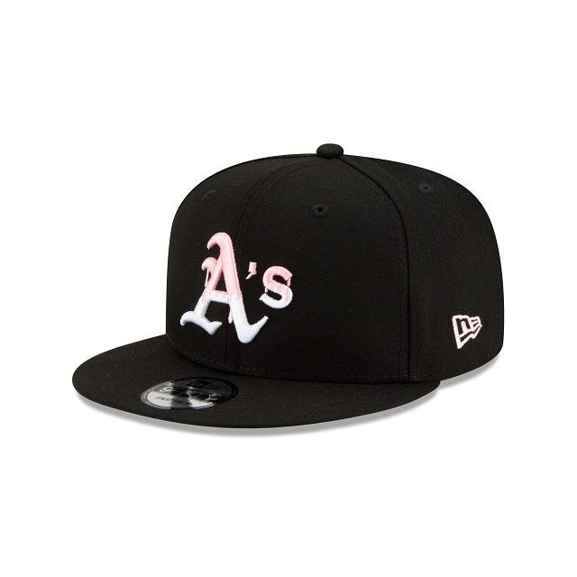 Oakland A's Athletics New Era MLB 9Fifty 950 Snapback Cap Hat Black Crown/Visor White/Pink Logo Pink UV (Team Drip)