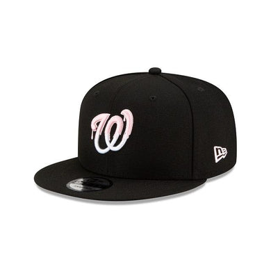 Washington Nationals New Era MLB 9Fifty 950 Snapback Cap Hat Black Crown/Visor White/Pink Logo Pink UV (Team Drip)