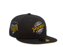 Load image into Gallery viewer, San Diego Padres New Era MLB 59Fifty 5950 Fitted Cap Hat Dark Gray Crown Yellow/White Logo Baseball Club Retro Logo 1992 All-Star Game Side Patch
