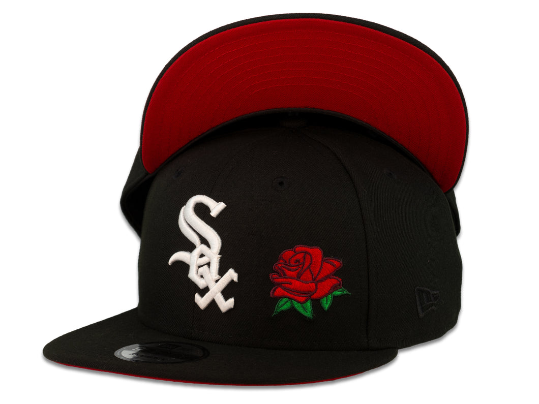 Chicago White Sox New Era MLB 9Fifty 950 Snapback Cap Hat Black Crown White Logo with Rose Red UV