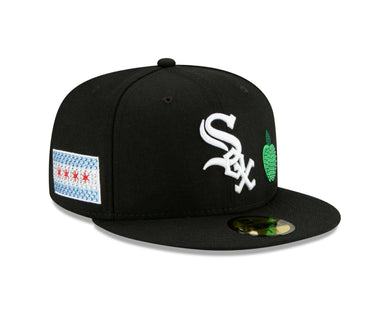 Chicago White Sox New Era MLB 59FIFTY 5950 Fitted Cap Hat Black Crown/Visor Team Color Logo (Crystal Icon)