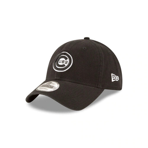 Chicago Cubs New Era MLB 9TWENTY 920 Adjustable Cap Hat Black Crown/Visor Black/White Retro Logo 
