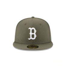 Load image into Gallery viewer, Boston Red Sox New Era MLB 59FIFTY 5950 Fitted Cap Hat Olive Crown/Visor White Logo
