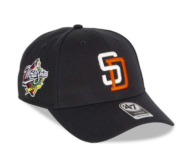 San Diego Padres '47 Brand MLB MVP Adjustable Snapback Closure Cap Hat Navy Crown/Visor White/Orange Logo 1998 World Series Side Patch 