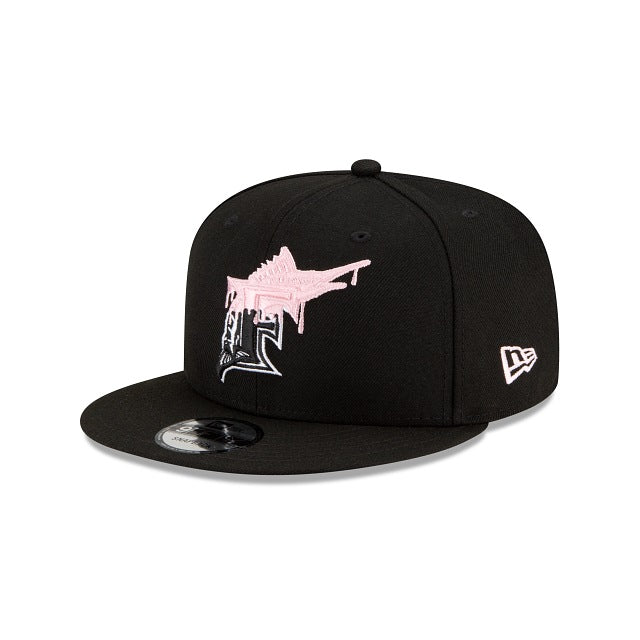 Florida Marlins New Era MLB 9FIFTY 950 Snapback Cap Hat Black Crown/Visor White/Pink Logo Pink UV (Team Drip)