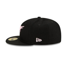 Load image into Gallery viewer, Florida Marlins New Era MLB 59FIFTY 5950 Fitted Cap Hat Black Crown/Visor White/Pink Logo Team Drip
