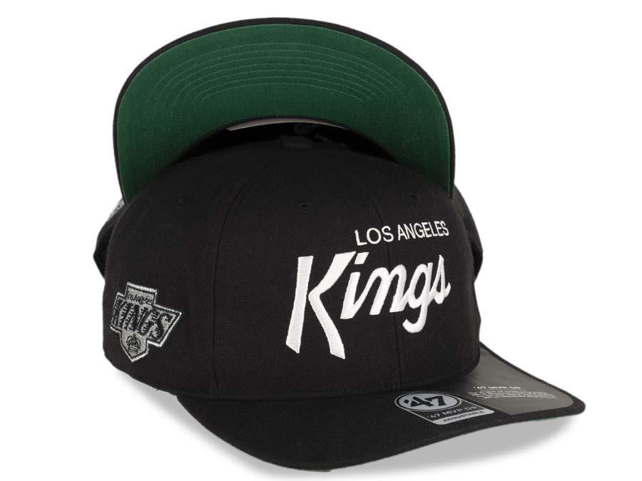 Los Angeles Kings '47 NHL Snapback Cap Hat Black Crown/Visor White Script Logo 