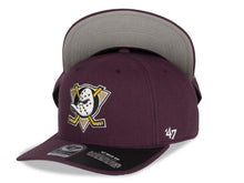 Load image into Gallery viewer, Mighty Ducks &#39;47 NHL Snapback Cap Hat Maroon Crown/Visor Vintage Logo 
