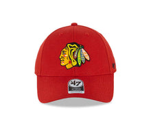 Load image into Gallery viewer, Chicago Blackhawks &#39;47 NHL MVP Adjustable Cap Hat Red Crown/Visor Team Color Logo 
